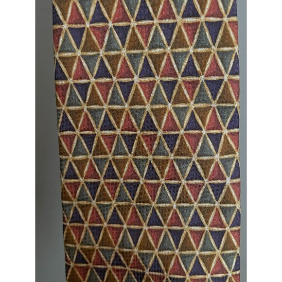 Valentino Cravate Geometric Designer Tie 100% Silk Multicolored Made In Italy - Picture 2 of 5